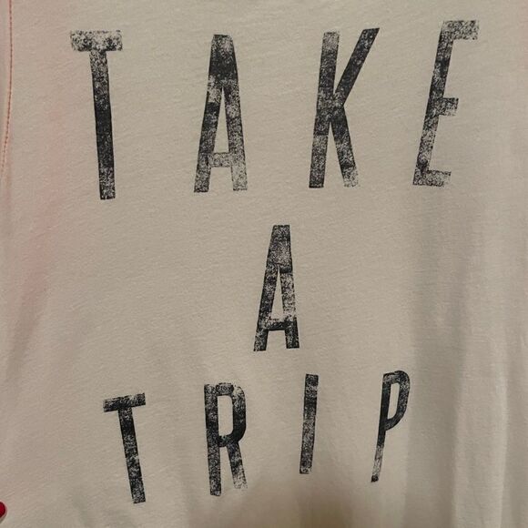 Sundry Take A Trip White Ombre Riviera Razor Back Tank Top with Orange Border - Picture 7 of 8